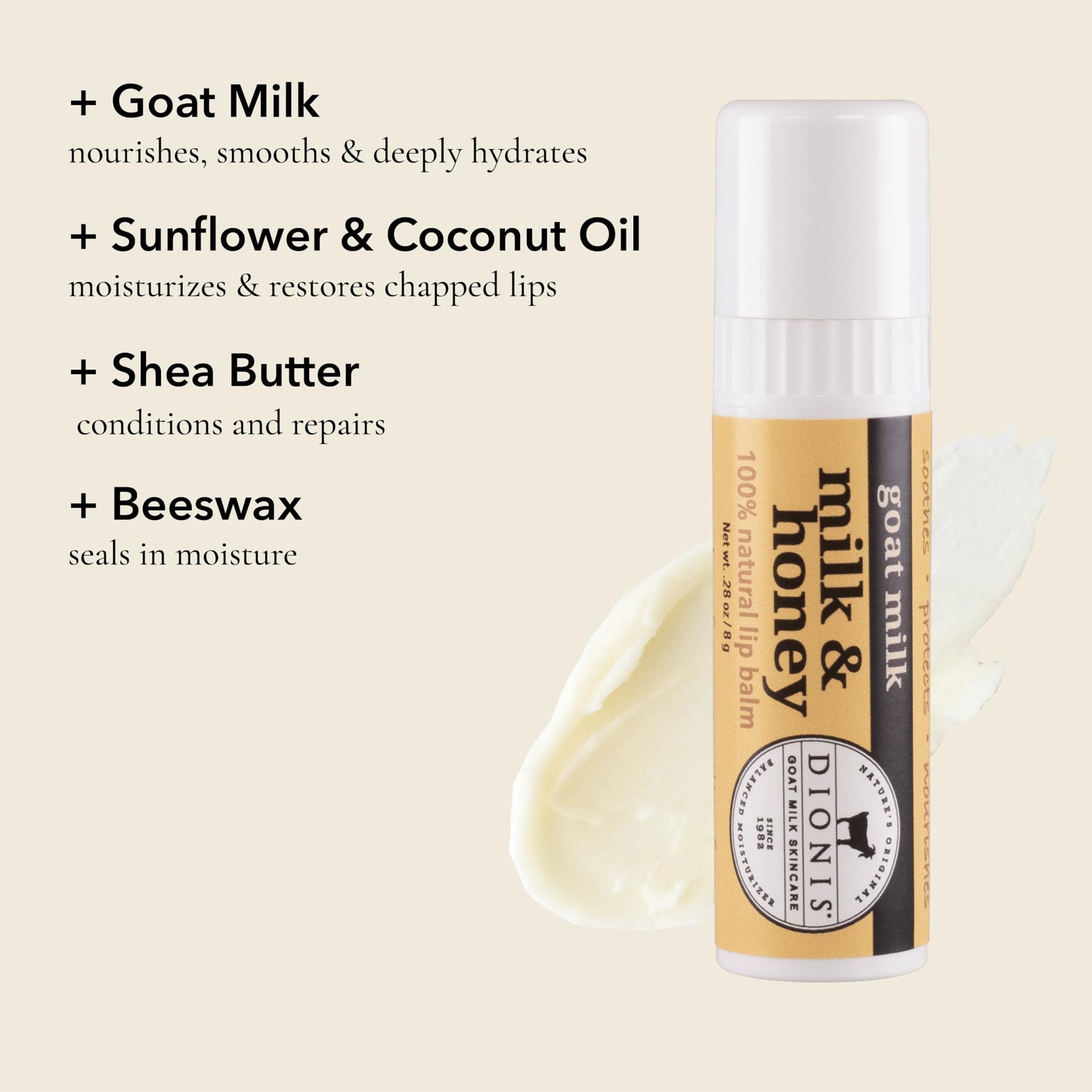 Dionis Goat Milk Signature Lip Balm Set - Moisturizing for Dry, Chapped, Lips, Conditioning with Beeswax, Shea Butter, Coconut Oil - Assorted 0.28oz (Pack of 6)