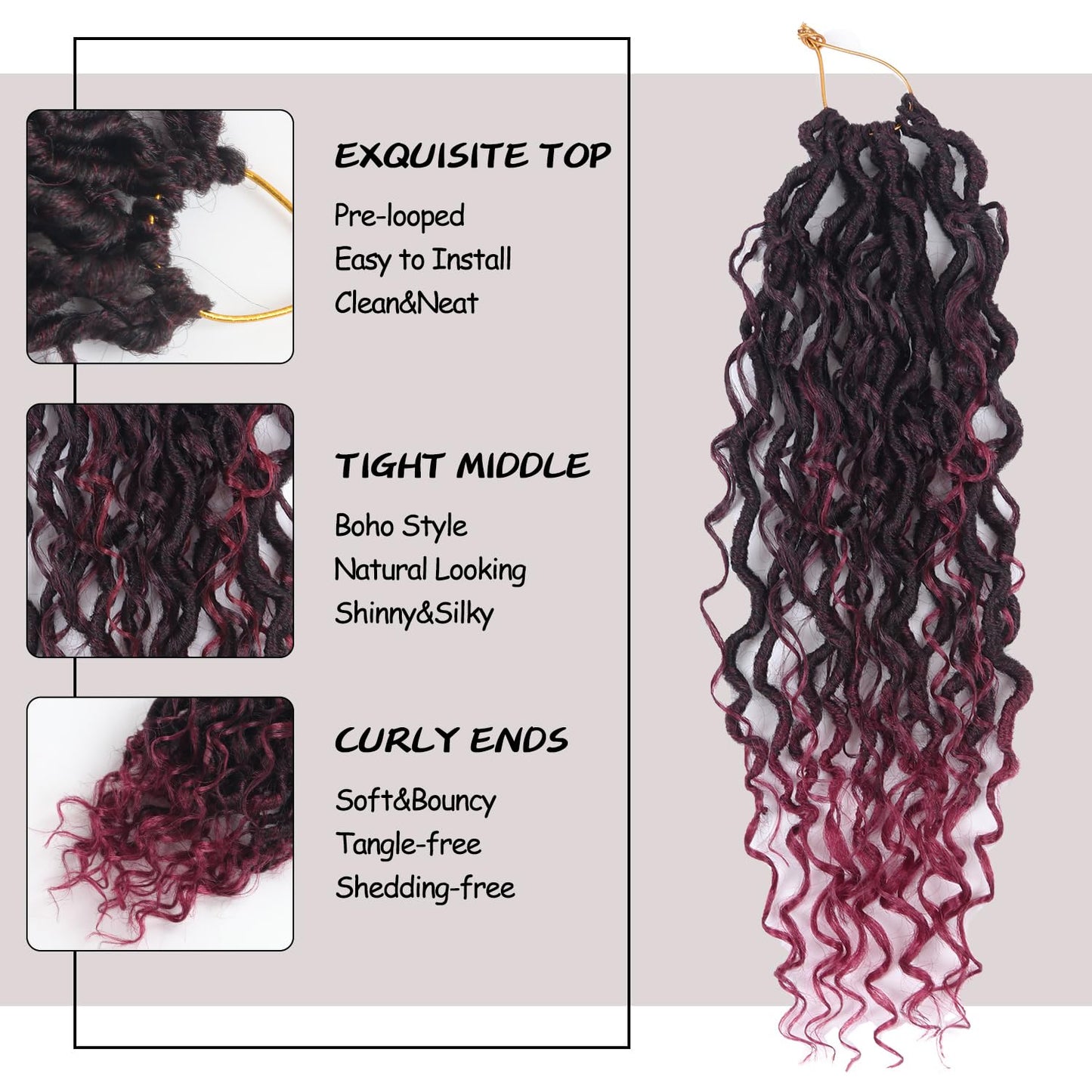 Vemet Goddess Locs Crochet Hair 18 Inch 9 Packs