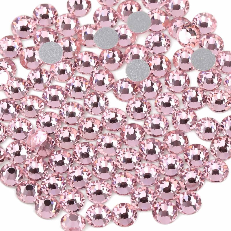 Beadsland 2880pcs Flat Back Crystal Rhinestones Round Gems for Nail Art and Craft Glue Fix,Light Pink,SS20,4.6-4.8mm