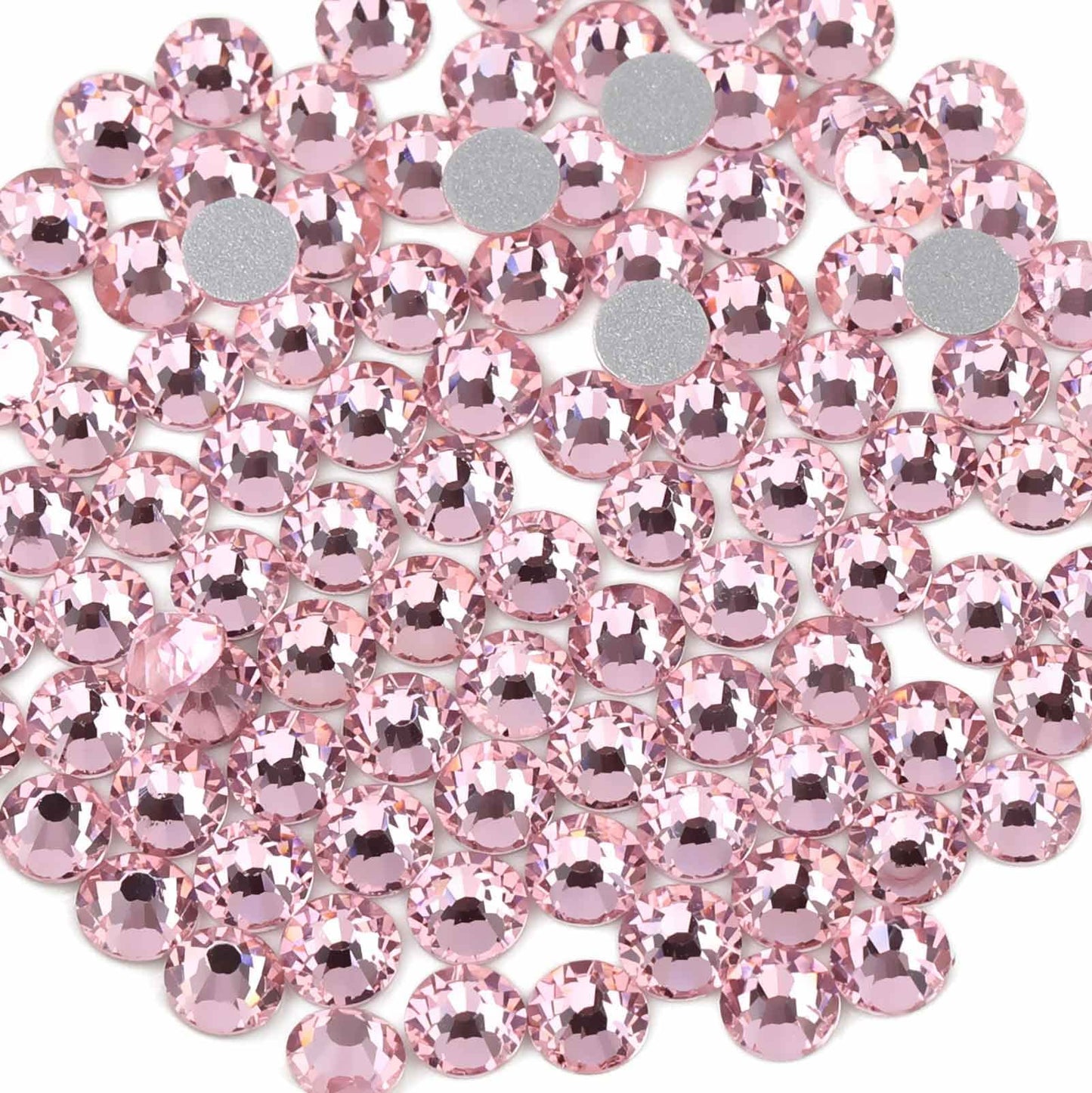 Beadsland 2880pcs Flat Back Crystal Rhinestones Round Gems for Nail Art and Craft Glue Fix,Light Pink,SS20,4.6-4.8mm
