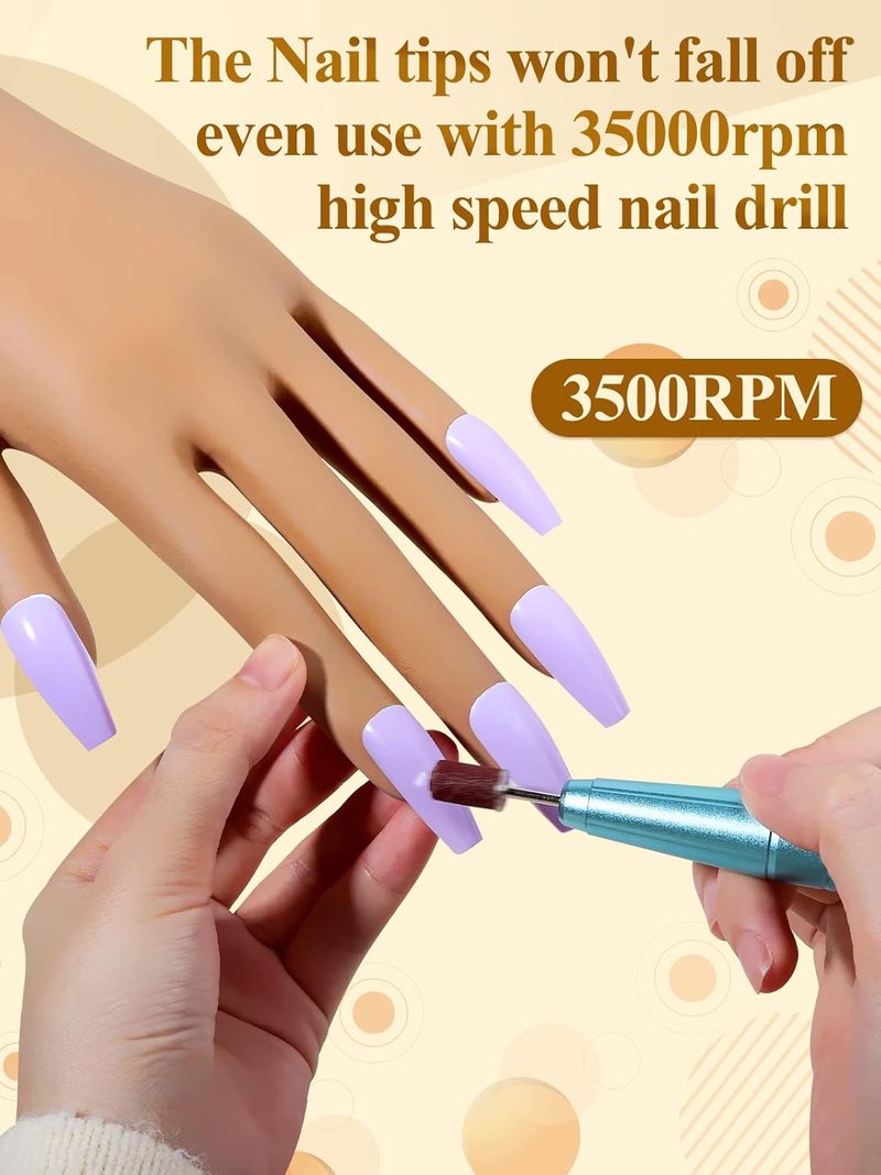 Acrylic Nail Practice Hand - Flexible Silicone Mannequin with 200 Nail Tips | Realistic Design for Perfecting Techniques