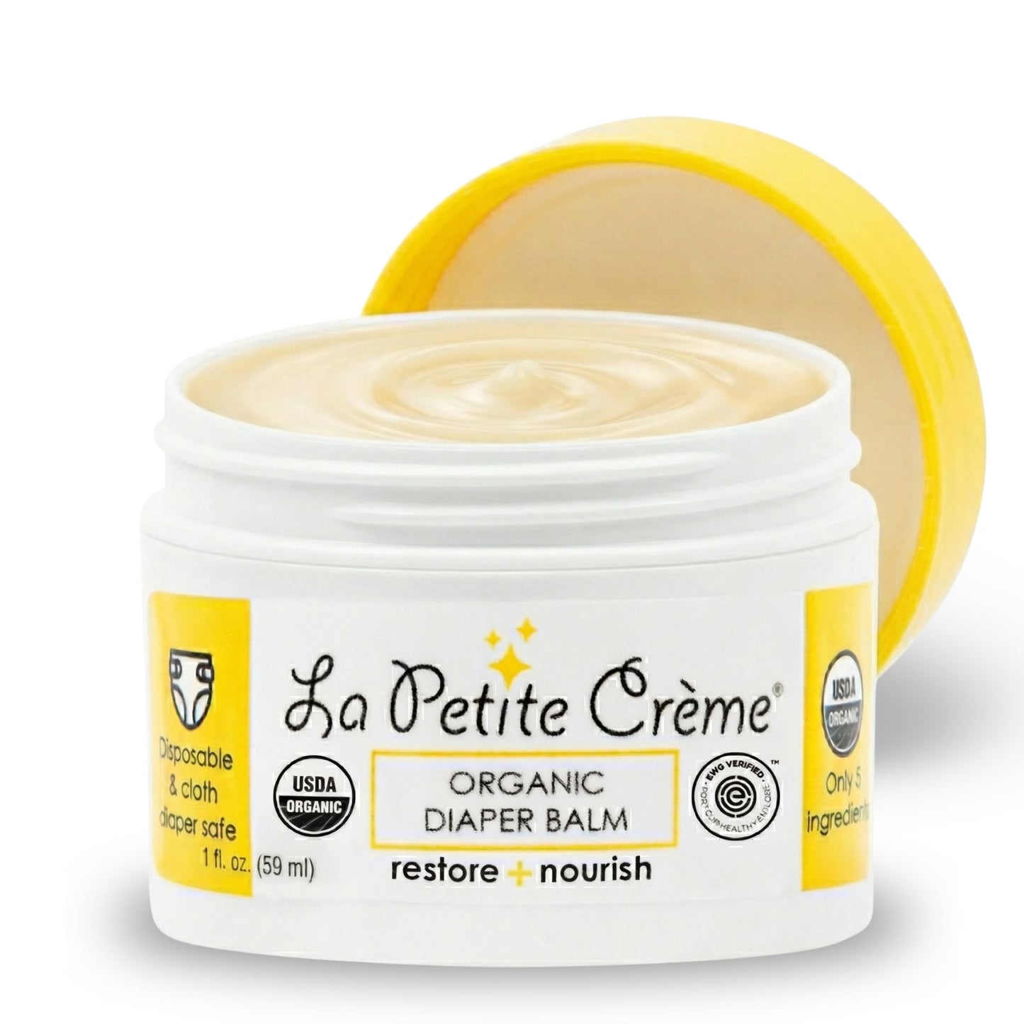 La Petite Creme French Organic Diaper Balm (1 oz) - Healing & Nourishing Diaper Cream - Gentle & Safe Liniment Baby Lotion - USDA Certified Organic - Baby Essentials for Newborn