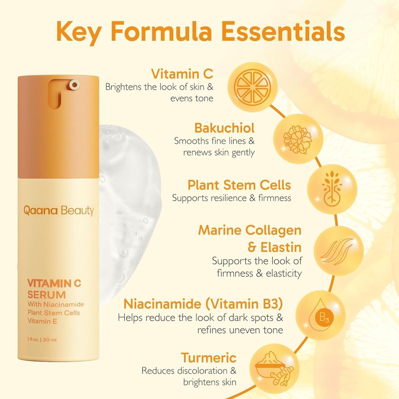 Super Vitamin C Face Serum - 7-in-One Anti-Aging Formula with Hyaluronic Acid & Caffeine | 1 fl oz for Mature Skin