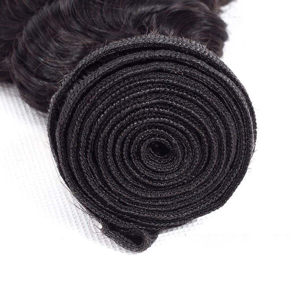 Deep Wave Human Hair Bundles 26 Inch Deep Single Bundle #1B Natural Black Human Hair Unprocessed Native Virgin Hair 100g Total Double Weft Human Hair Extensions for Women