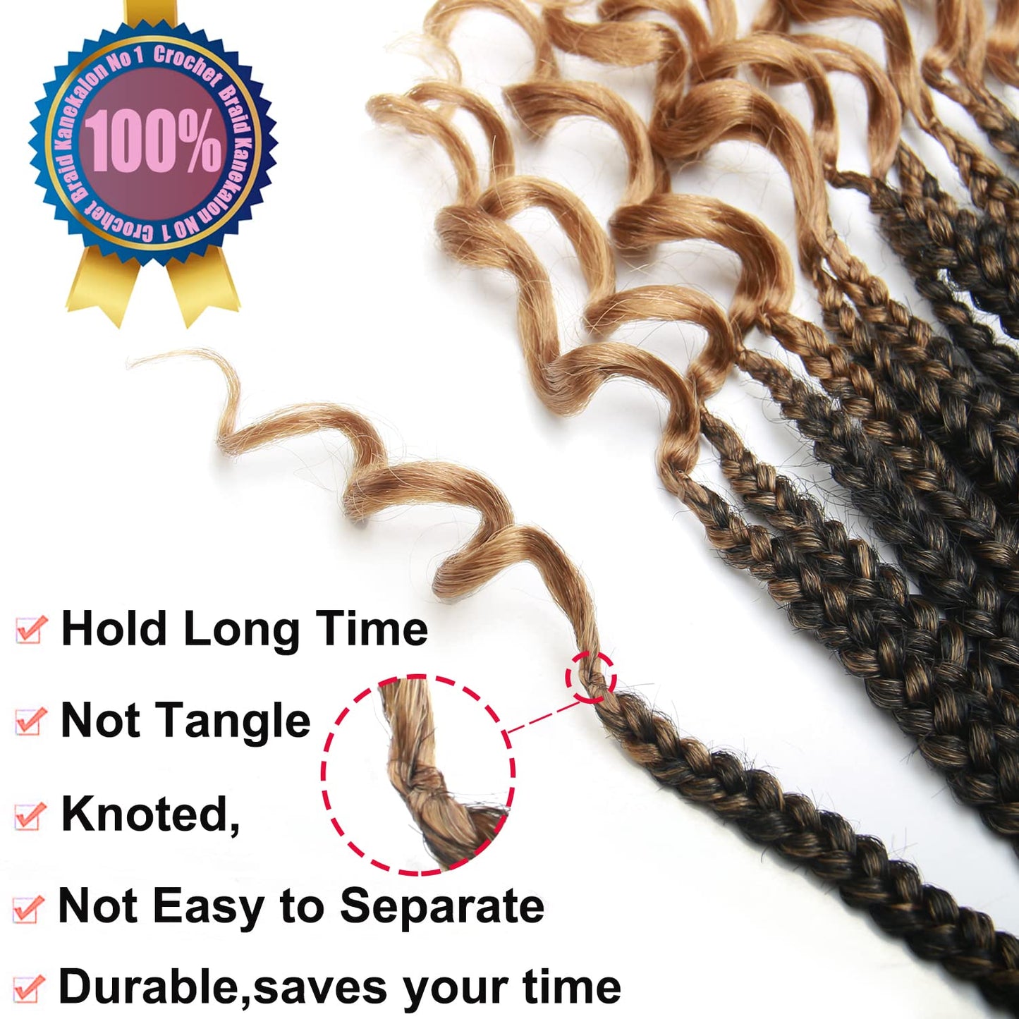 14 Inch Crochet Box Braids Hair Curly Ends Ombre Brown Curly Wave Synthetic Box Hair For Braid 6Packs 22 Strands/pcs Crochet Braids For Women(14inch, 1B/27#) …
