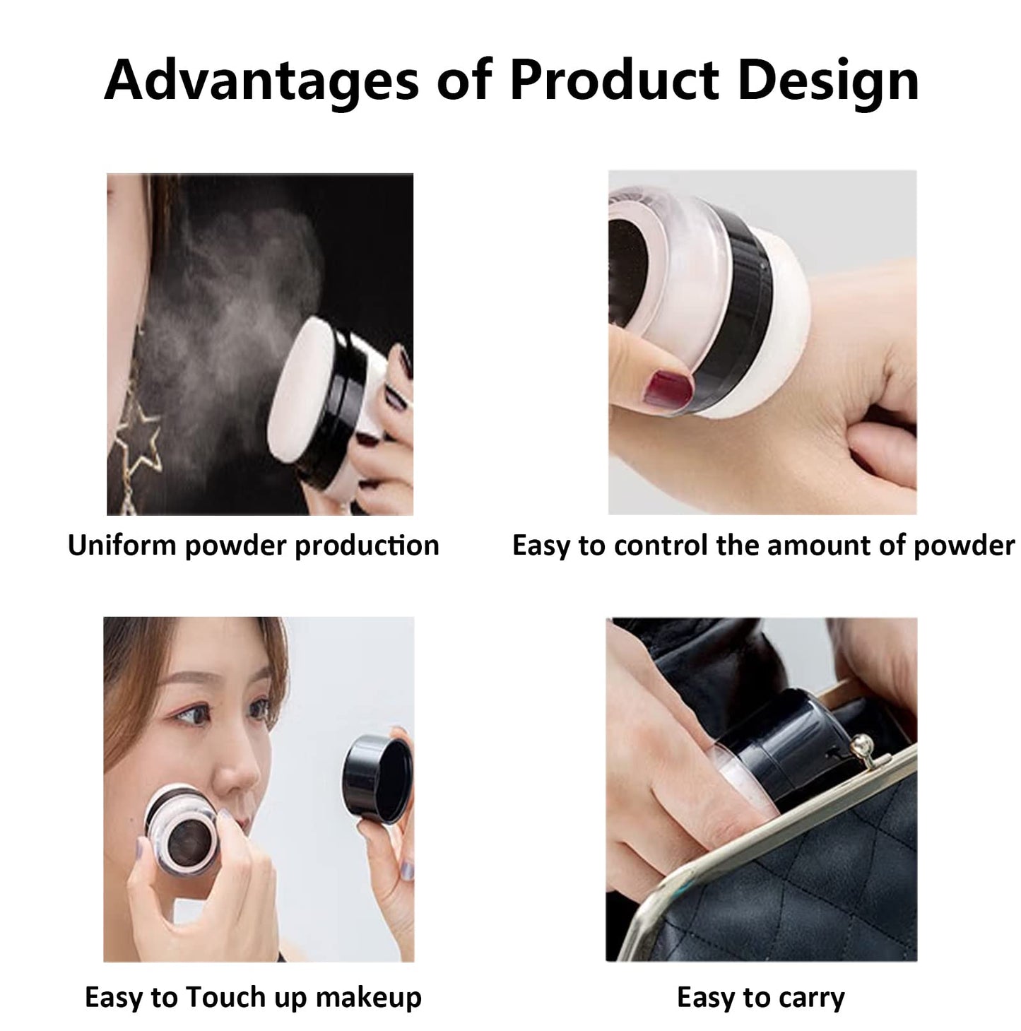 MUAECH Empty Bottle for Dry Shampoo for Women, Reusable Travel Size Powder Bottle With Sponge Applicator for Easy Apply, Refillable Loose Powder Box With Mirror