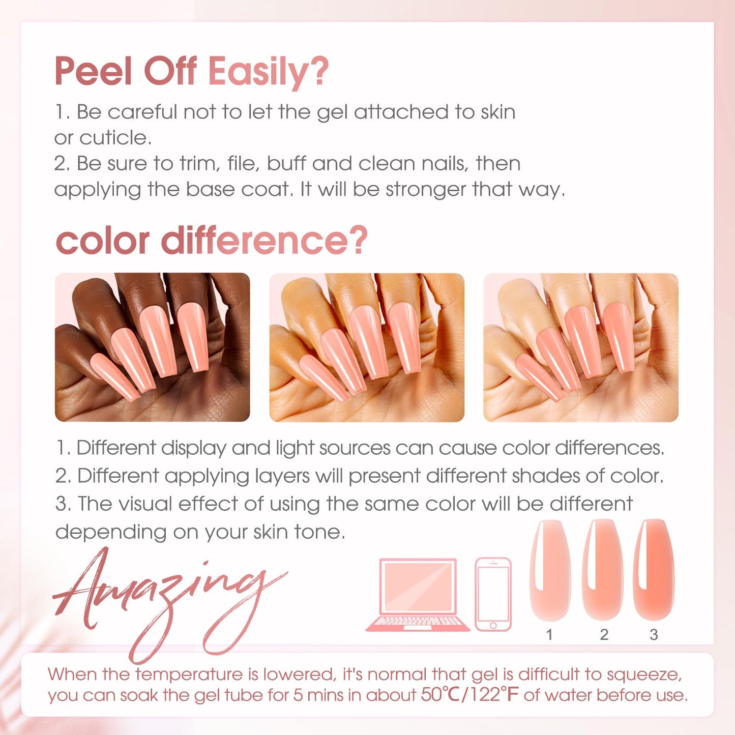 ROSALIND 12PCS Pink Brown Christmas Poly Nail Gel Kit with Mini Nail Lamp White Glitter Pink Poly Extension Gel Set 0.34oz/10ml with Slip Solution Basic Tools for Beginners with Everything