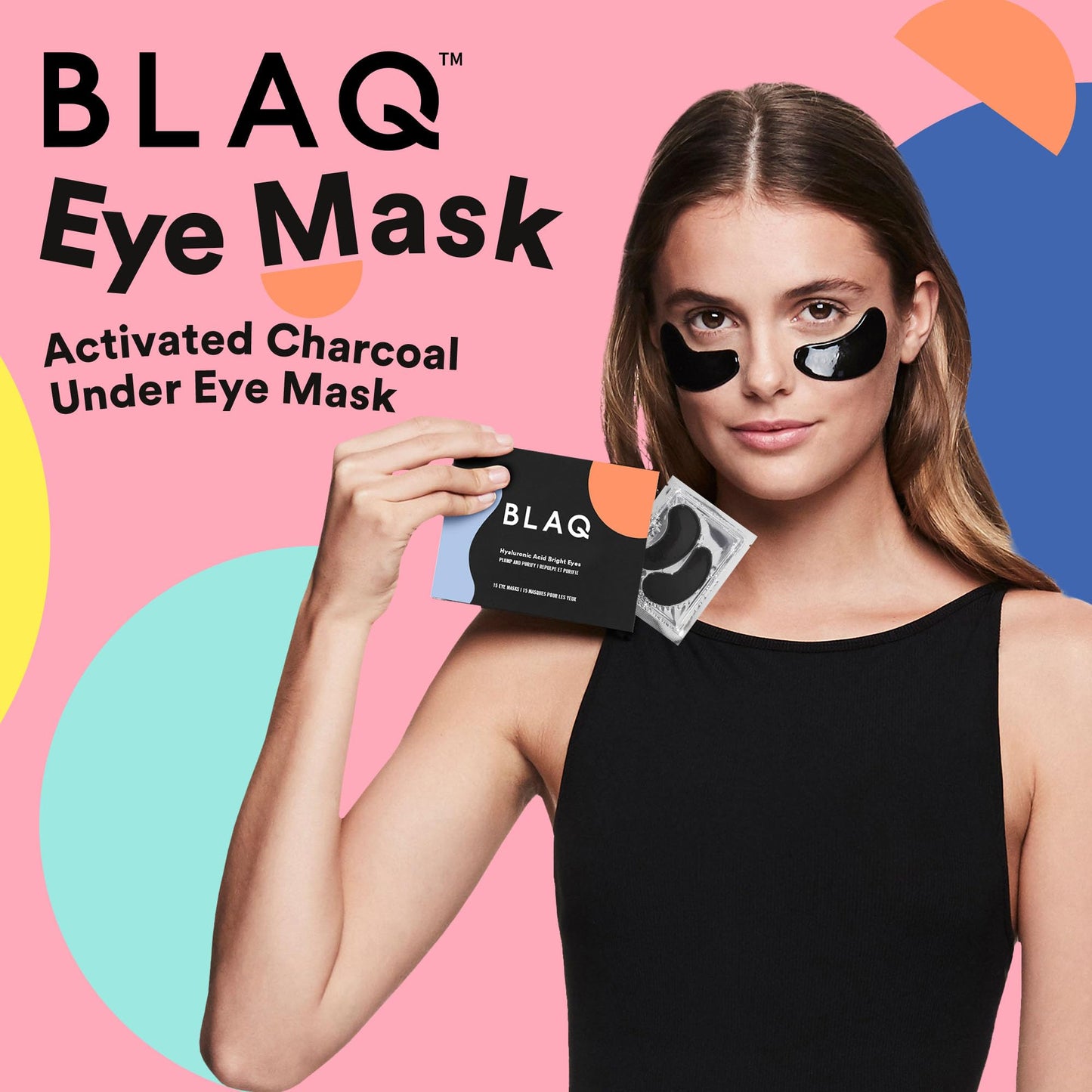BLAQ Award Winning Under Eye Patches for Dark Circles and Puffiness, Under Eye Mask with Red Algae and Activated Charcoal, Vegan and Cruelty-Free Under Eye Masks, 15-Pack, Hyaluronic Acid Bright Eyes