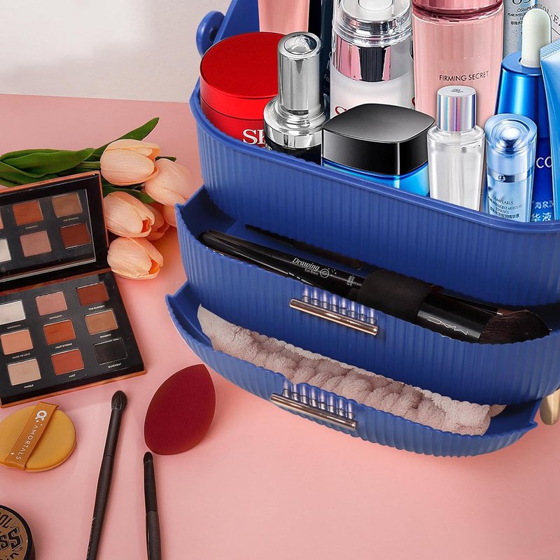 Egg Shape Makeup Storage Box - Portable Vanity Cosmetics Organizer for Countertop | Preppy Design