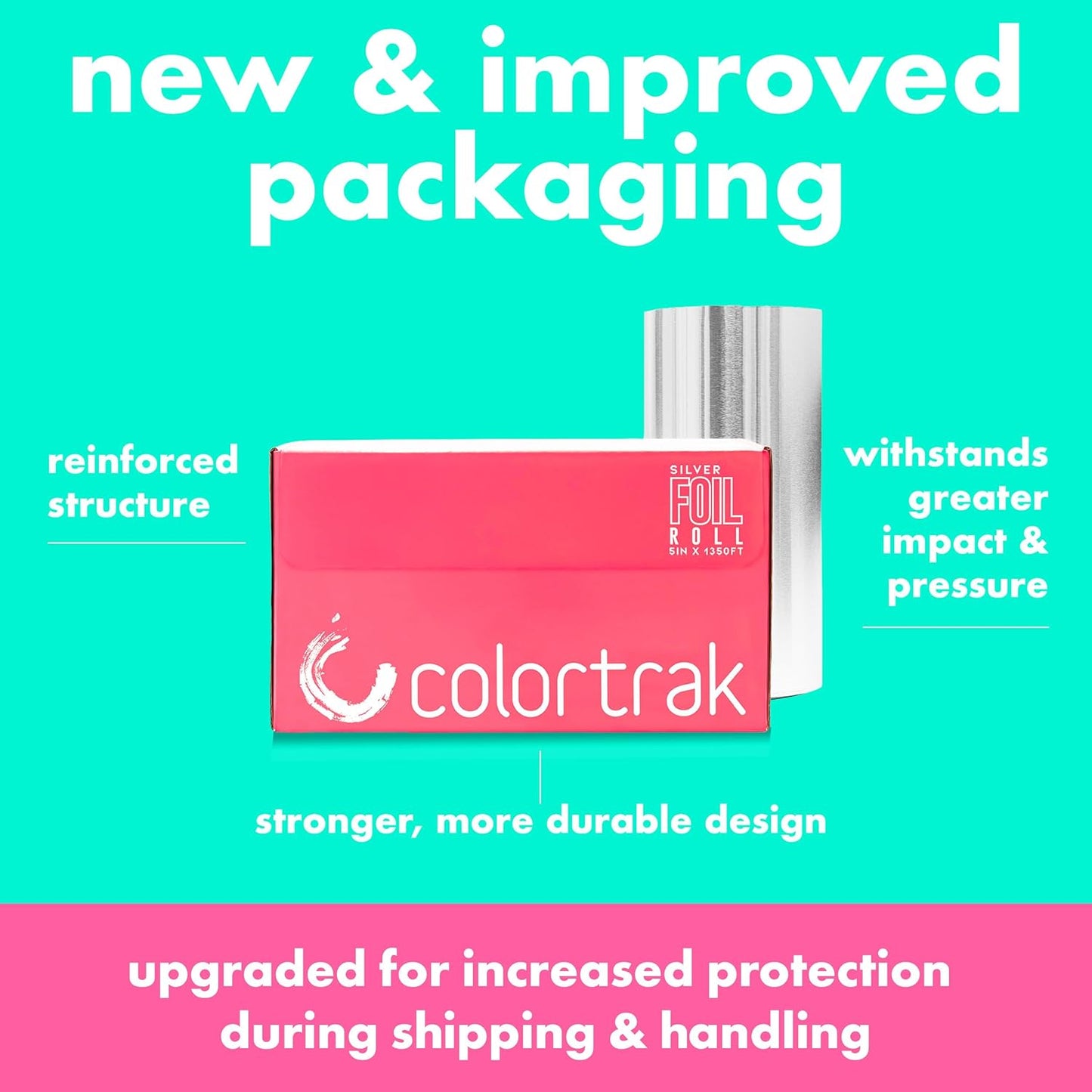 Colortrak Professional Highlighting Foil Roll - Precision Cuts with Integrated Blade | Silver, 5" x 1350'