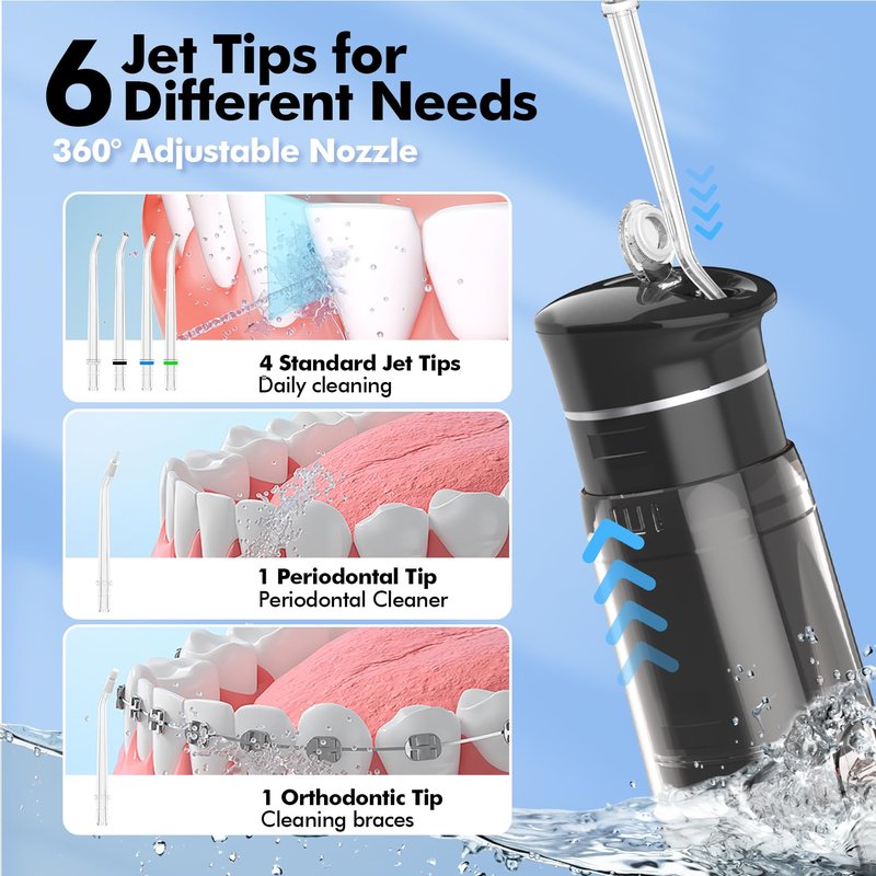 Bezvoi 2 Pack Travel Water Flosser for Teeth Cleaning: Water Dental Pick Set with Elegant Packaging for Couples Friends, 5 Modes & Removable Tank, Waterproof, Portable, for Braces, Gums Care
