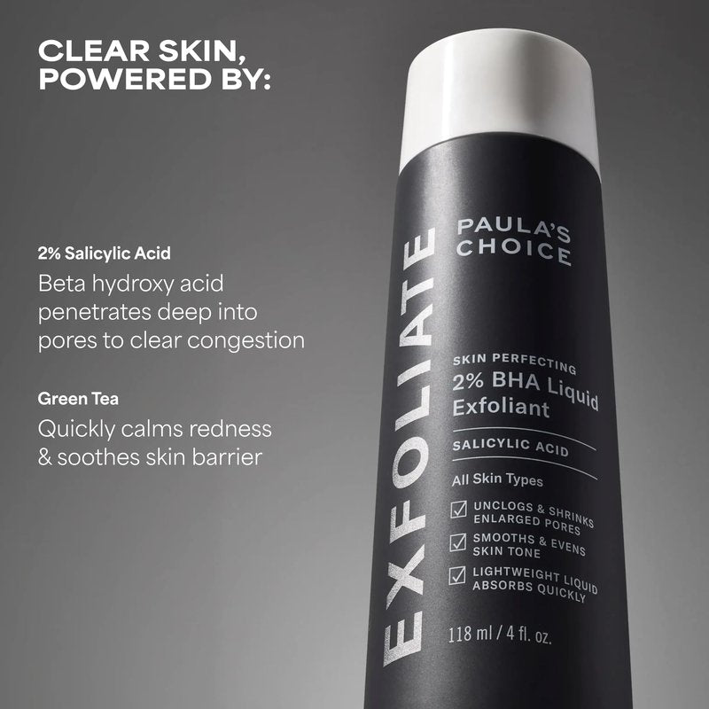 Paulas Choice--SKIN PERFECTING 2% BHA Liquid Salicylic Acid Exfoliant--Facial Exfoliant for Blackheads, Enlarged Pores, Wrinkles & Fine Lines, 4 oz Bottle