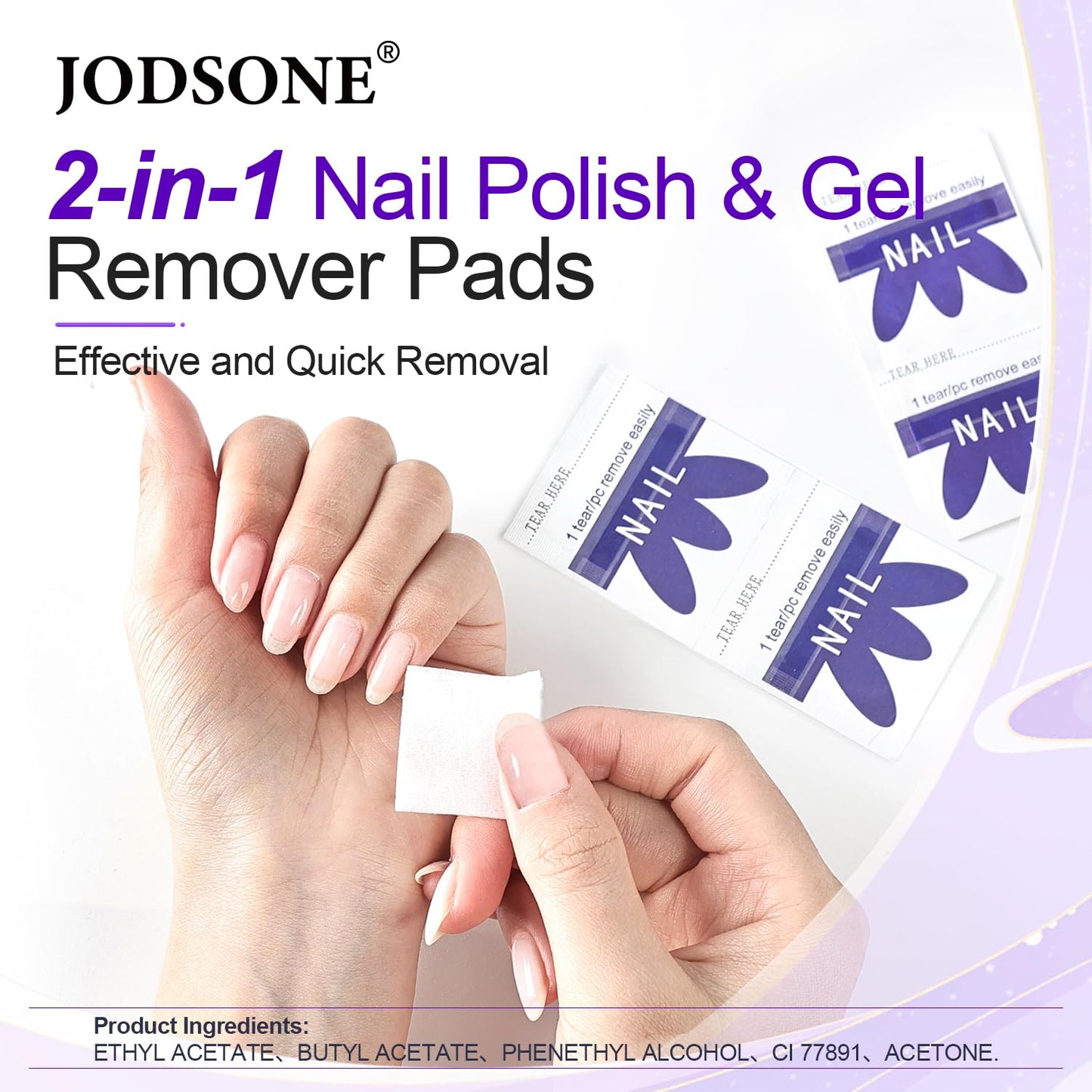 JODSONE Acetone Nail Polish Remover Pads