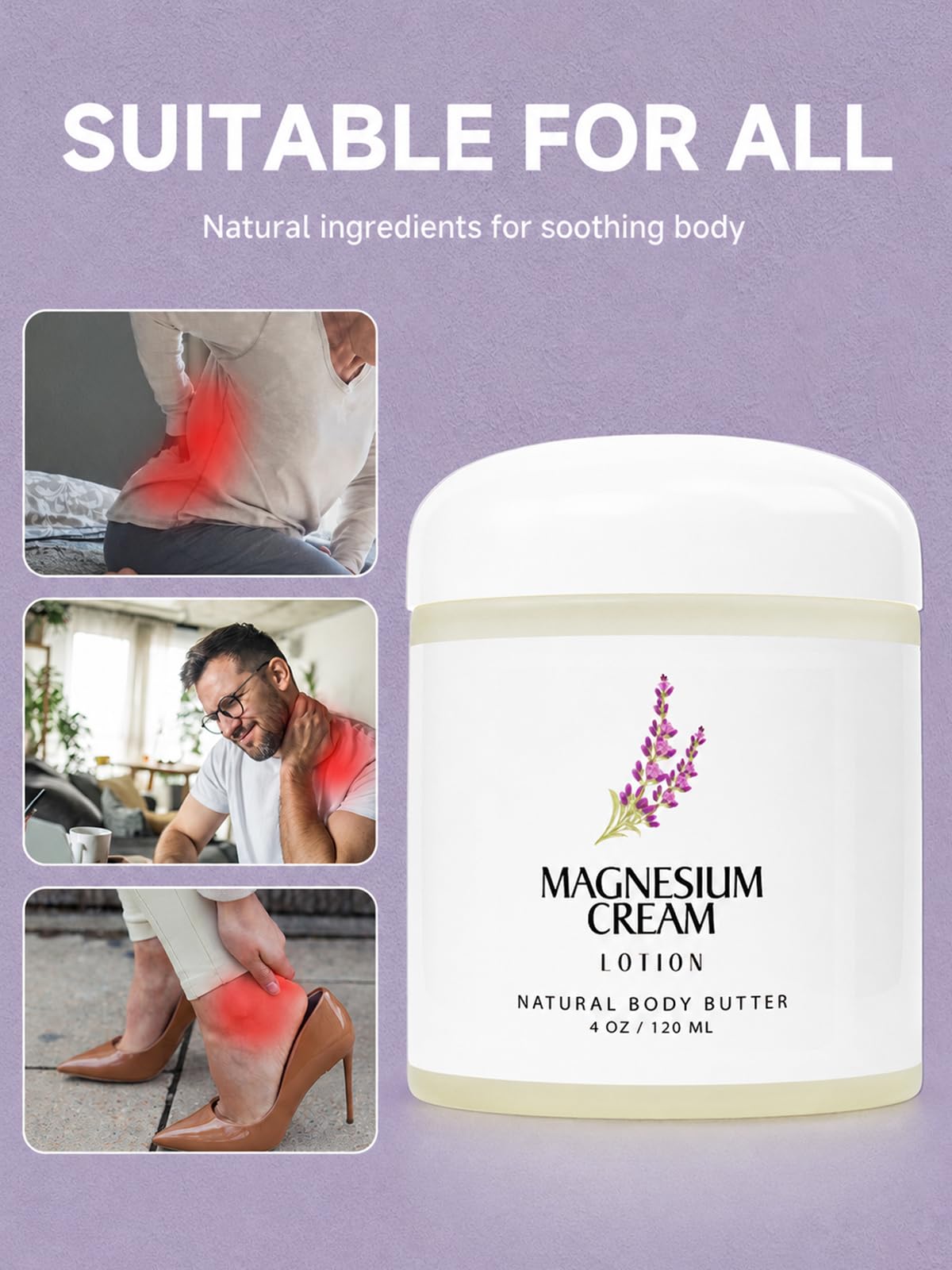 HUSPUR Magnesium Cream, Magnesium Lotion with Arnica, Soothing Relaxation with Natural Magnesium Ingredients Hydrating & Nourishing for Joints, Apply to Before Bed, 2 Pack