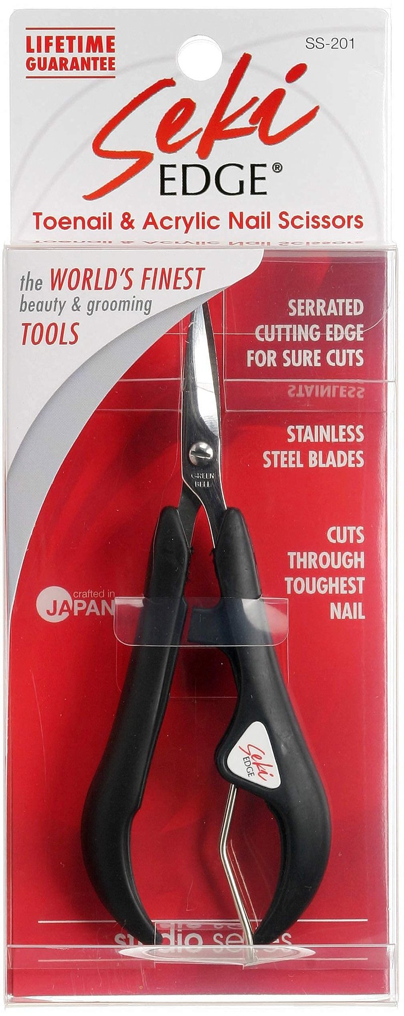 Seki Edge Acrylic Nail Scissors (SS-201) - Curved Manicure Scissors for Clipping, Cutting, & Trimming Acrylic Fingernails & Toenails - Stainless Steel Nail Cutter is Made in Japan