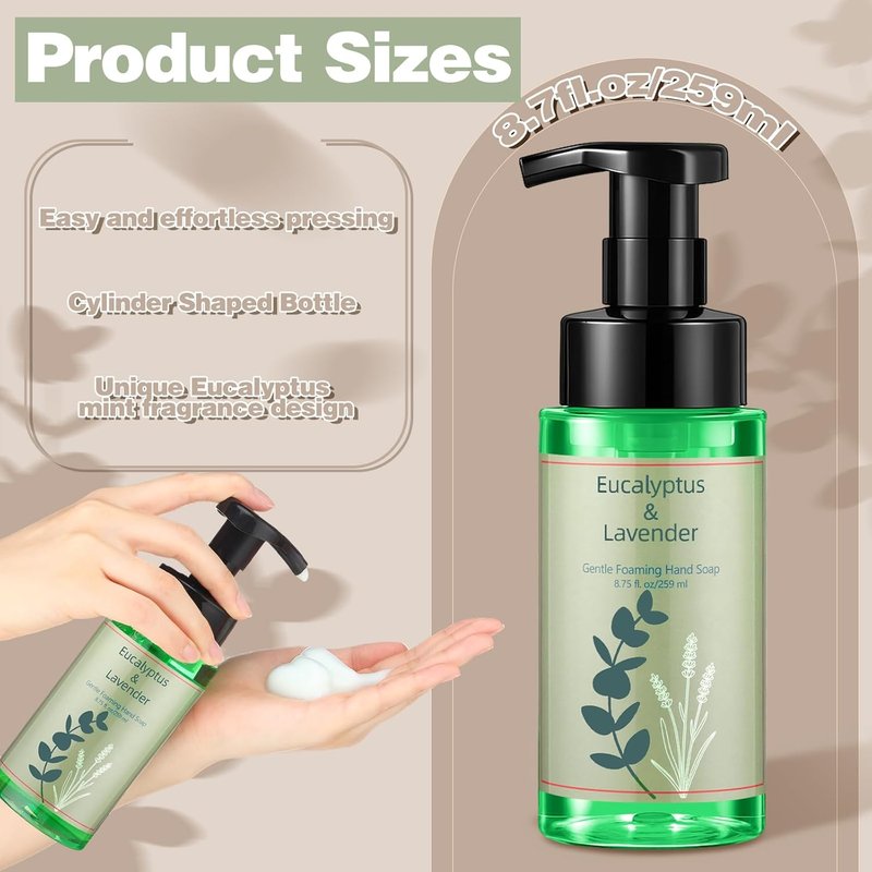 Eucalyptus Foaming Hand Soap - 6 Pack Moisturizing Liquid Foam | 8.75 Fl. Oz - Ideal for Kitchen & Bathroom