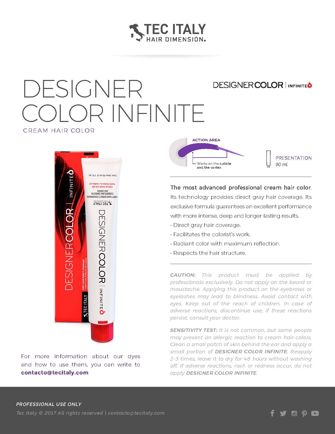 Tec Italy Designer Color Infinite - Naturales/Naturals Hair Color Tube - 3 oz (#9 - Very Light Blonde)