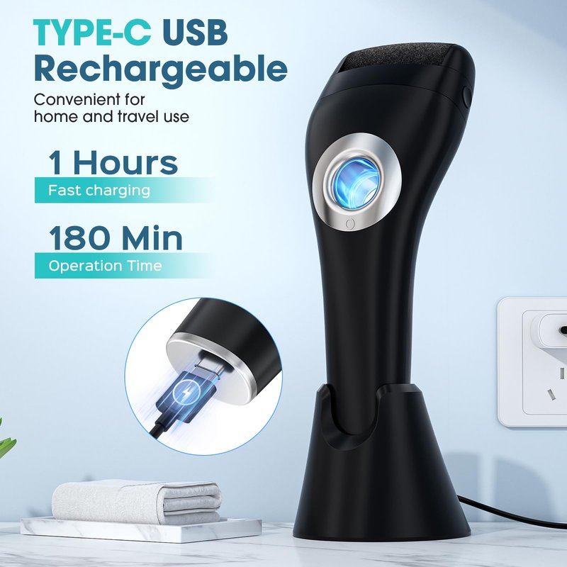 Electric Feet Callus Removers Rechargeable, Portable Electronic Foot File Pedicure Tools,Foot Callus Rmover,3 Speeds with Holder, Professional Pedi Feet Care Perfect for Dead,Hard Cracked Dry Skin