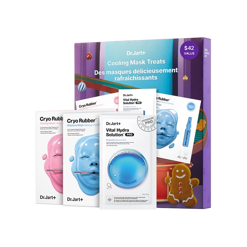 Dr.Jart+ Cooling Mask Treats Korean Skin Care Gift Set with Vital Hydra Solution Pro and Cryo Rubber Moisturizing and Firming Masks | Limited Edition Holiday Set