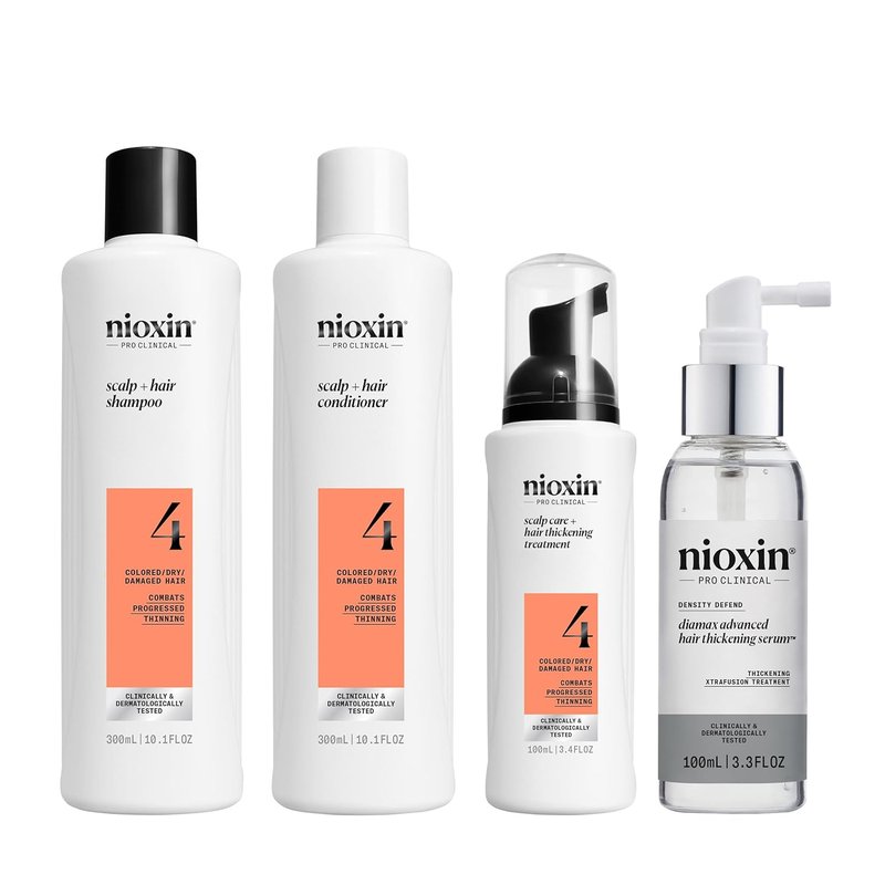 Nioxin System Kit 4 - Thicker & Stronger Hair Treatment | 3-Month Supply + Diamax Hair Thickening Treatment
