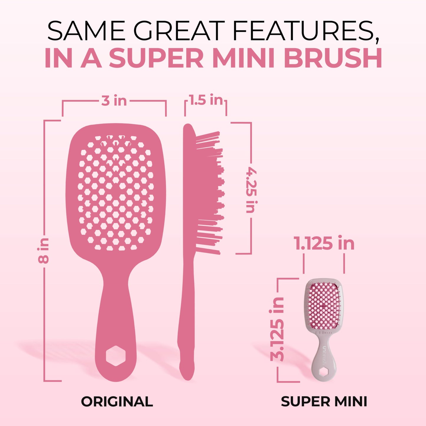 FHI Heat UNbrush Keychain Super Mini Hair Brush — Collectible Miniature Charm for Bags and Keys — Accessory for Beauty Lovers - (Peony)