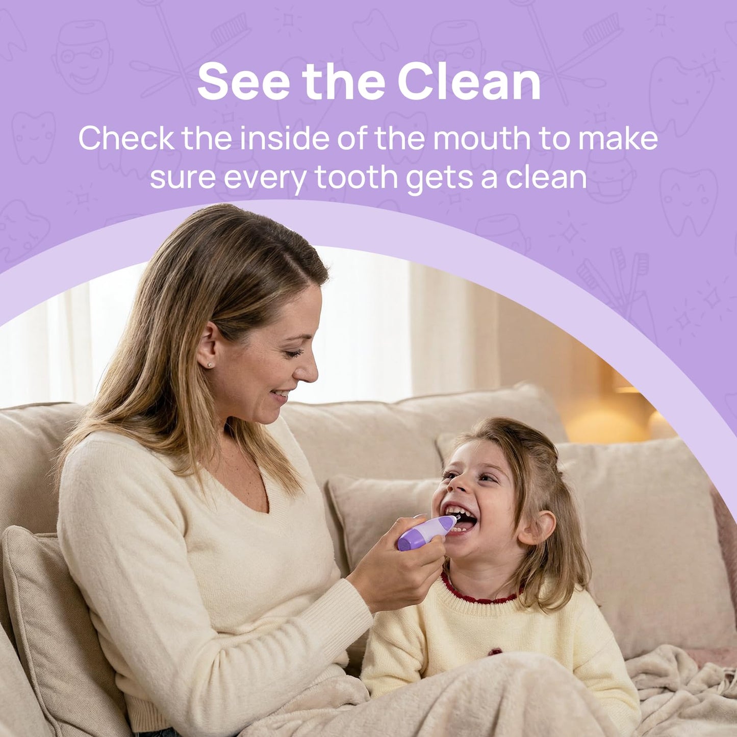 Papablic Kids Electric Toothbrush for Ages 4+ Children Girls and Boys, USB Rechargeable with Smart Brushing Timer, LED Light & 4 Replacement Brush Heads, Purple