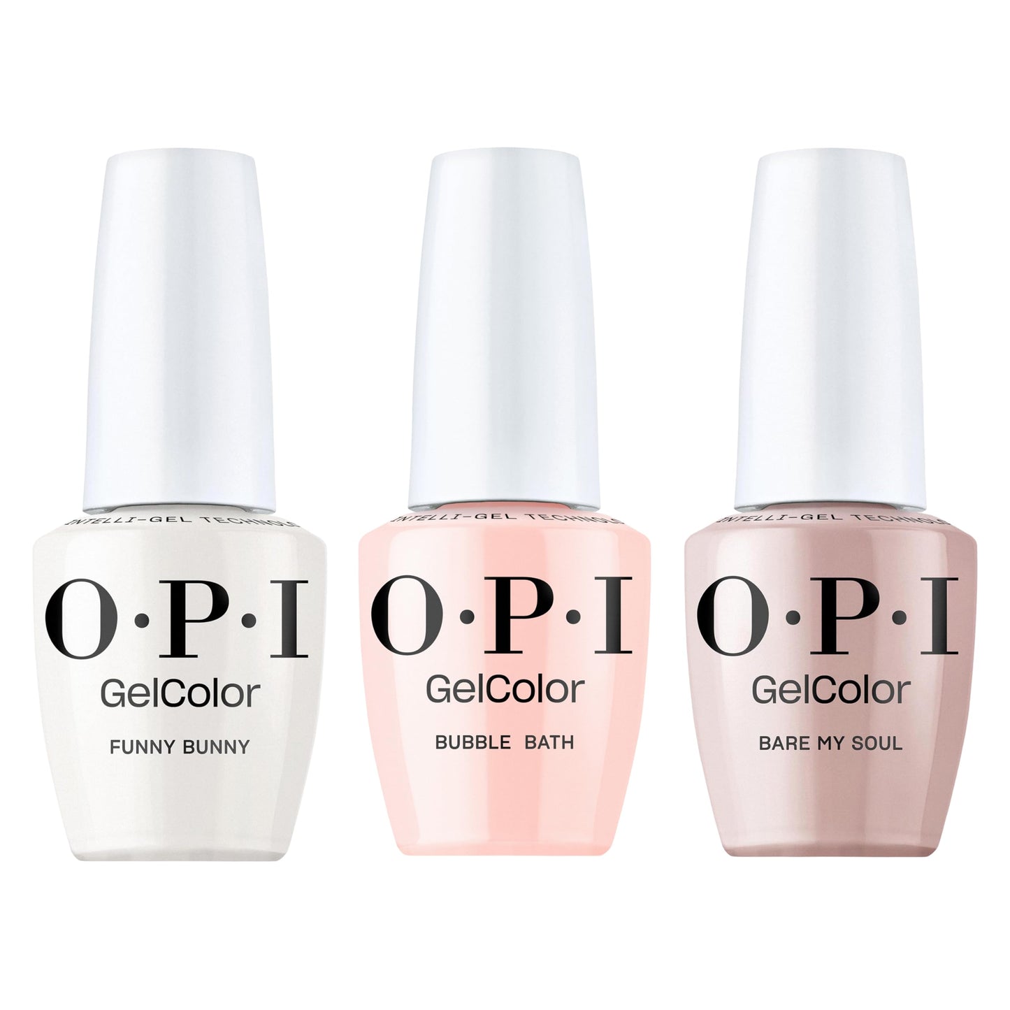 OPI GelColor Iconic Sheer Nude Shades Gel Nail Polish Trio Bundle | Funny Bunny, Soft White + Bubble Bath, Nude Pink + Bare My Soul, Soft Beige Crème UV Cure Gel Polish Colors