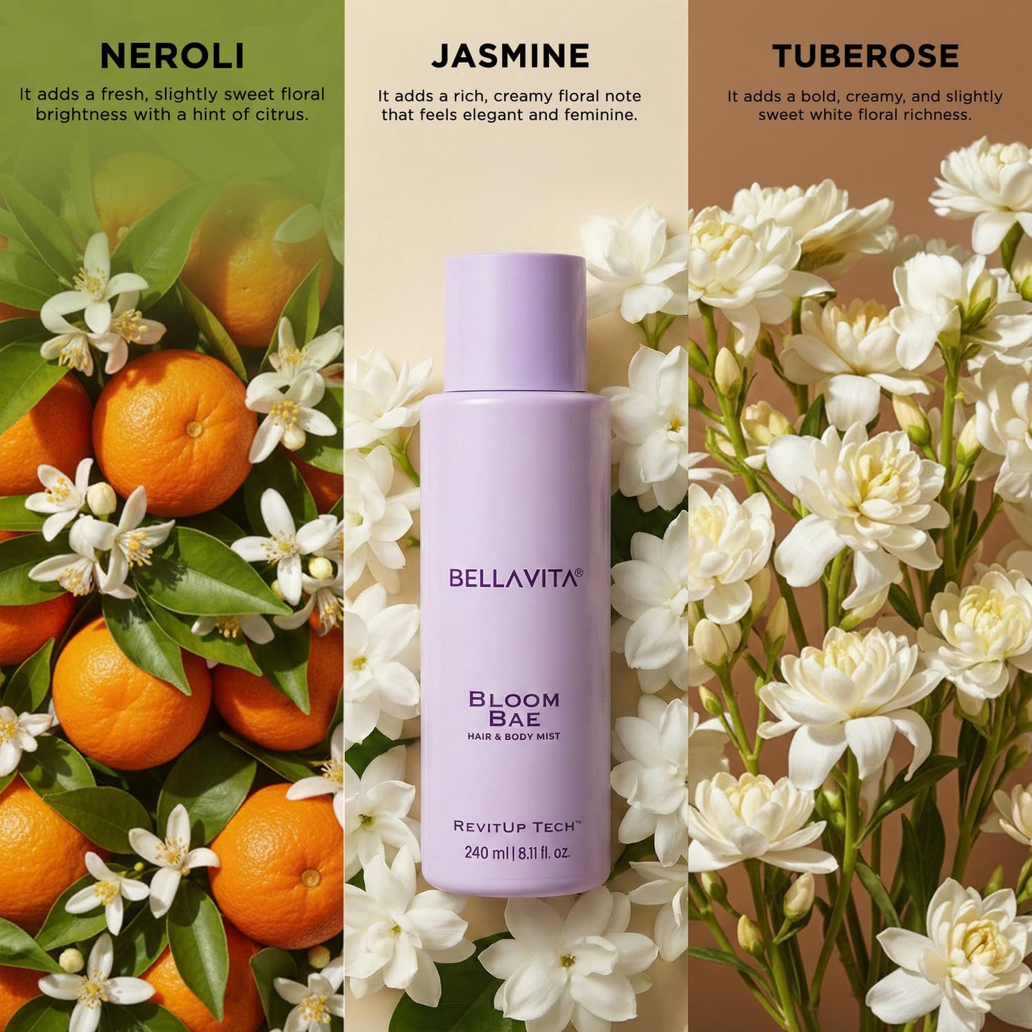 Bellavita Luxury Bloom Bae Hair & Body Mist for Women | Sweet Floral Body Spray | Long-Lasting Hair and Body Mist | Hydrating, Alcohol-Free Perfume Mist | 8.12 fl.oz | 240 ml