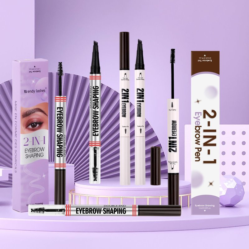 2-in-1 Makeup Eyebrow Pen with Powder: Dark Brown, for Grooming & Shaping Eyebrow, Waterproof, Ultra-Fine 4 Micro-Fork Tip, Powder for Shaping, Filling, and Decorating Brows, M-RM-X0