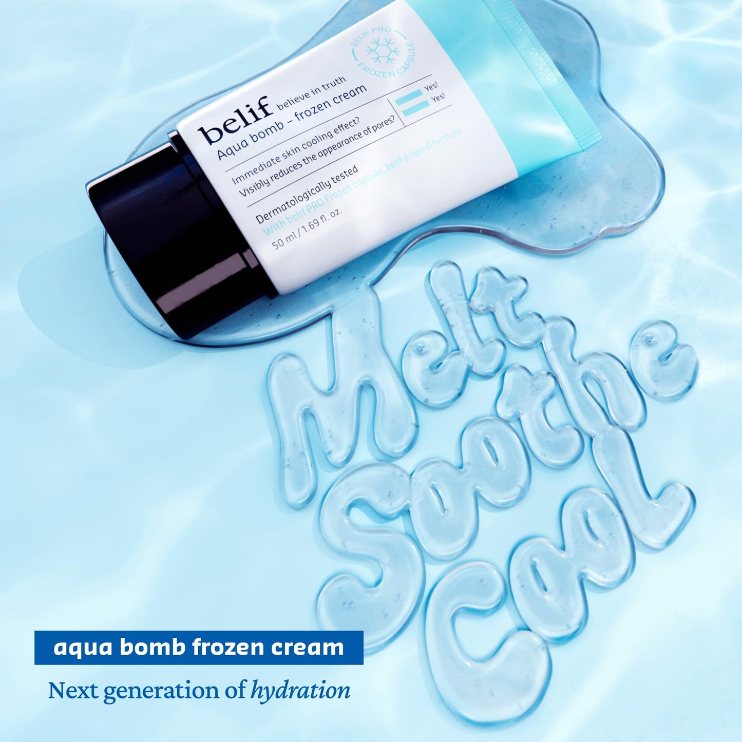 belif Aqua Bomb Frozen Gel Cream - Cooling Relief with Panthenol & Niacinamide - Daily Soothing & Hydrating Moisturizer, Lightweight, Korean Skincare, 1.69 fl oz