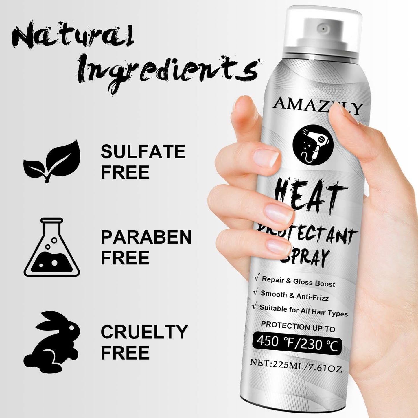 Moroccan Argan Oil Heat Protection Hair Spray - Anti-Frizz Thermal Styling for Black & Curly Hair | 7.61 OZ