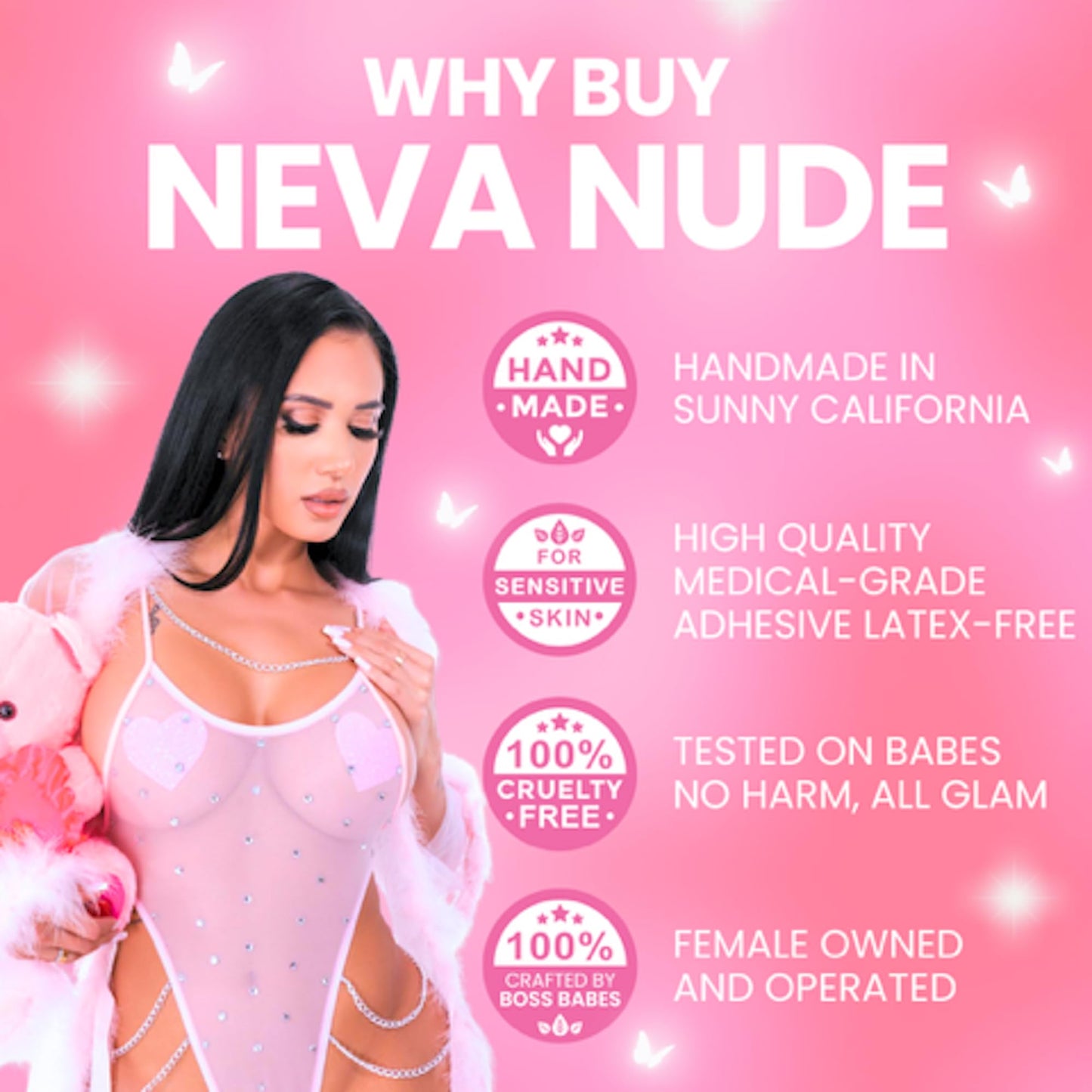 Neva Nude Orange Butterfly Kisses Large Temporary Tattoo Pack | Body Tattoo Decoration for Festivals, Raves, and More