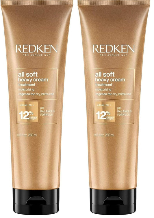 Redken All Soft Heavy Cream Mask Treatment- Moisturizing Deep Conditioner Treatment For Dry Hair,Softens and Smooths Hair,With Argan Oil,(Pack of 2)