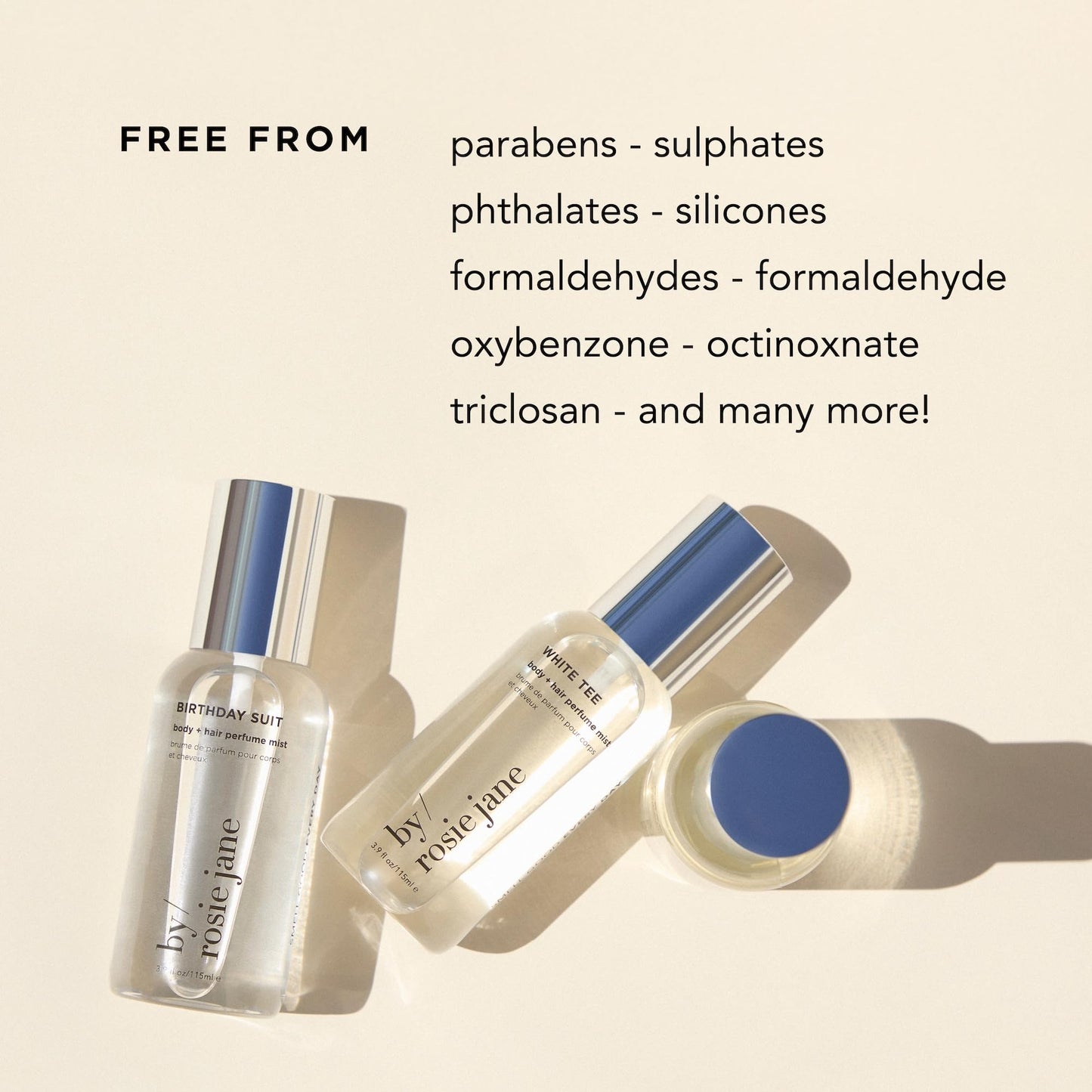 By Rosie Jane Body & Hair Perfume Mist (Birthday Suit) - Clean Hair & Body Mist for Women - With Notes of Tangerine Water, Sweet Apply & Lemon Blossom (115ml)