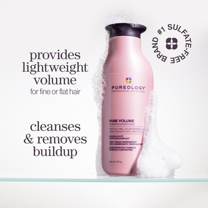 Pureology Volume Shampoo - Lightweight Formula for Fine, Color-Treated Hair | Sulfate-Free & Vegan