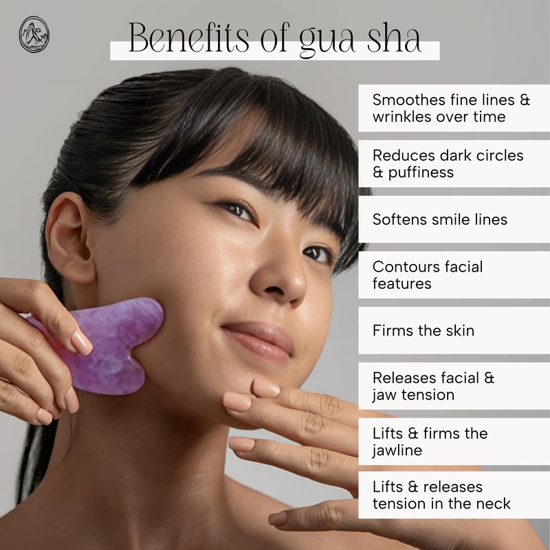 Mount Lai -The Amethyst Gua Sha Facial Lifting Tool | Face Sculpting Tool for Skin Care | Guasha Tool for Face and Body | Facial Massage Tools to Relieve Muscle Tension and Reduce Puffiness