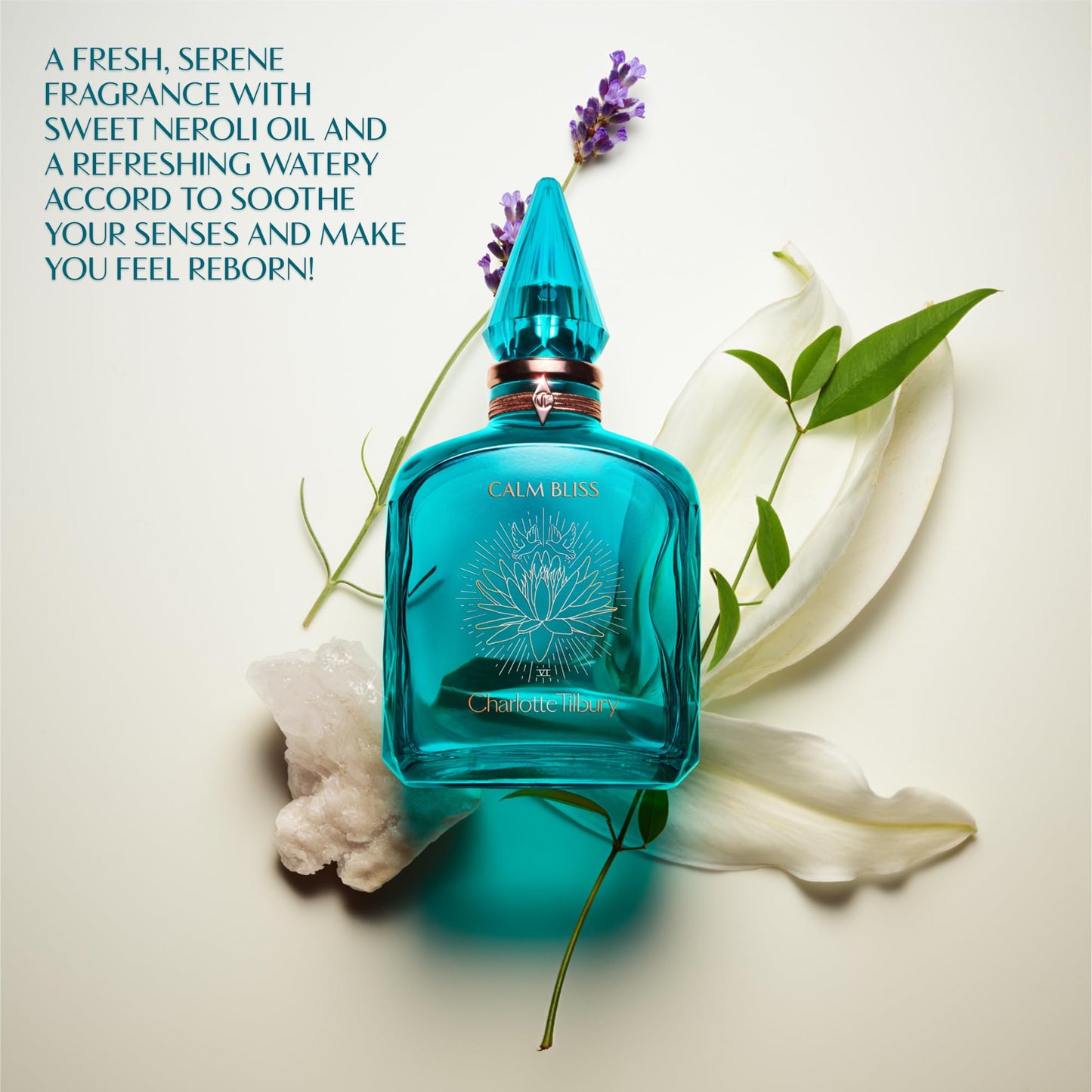 Charlotte Tilbury Calm Bliss Eau De Parfum - Pheromone Enhancing Floral Perfume Enriched with Naturally-Derived Oils - Long-Lasting Scent with Notes of Neroli Oil, Watery Accord & Lavandin Oil (100ml)