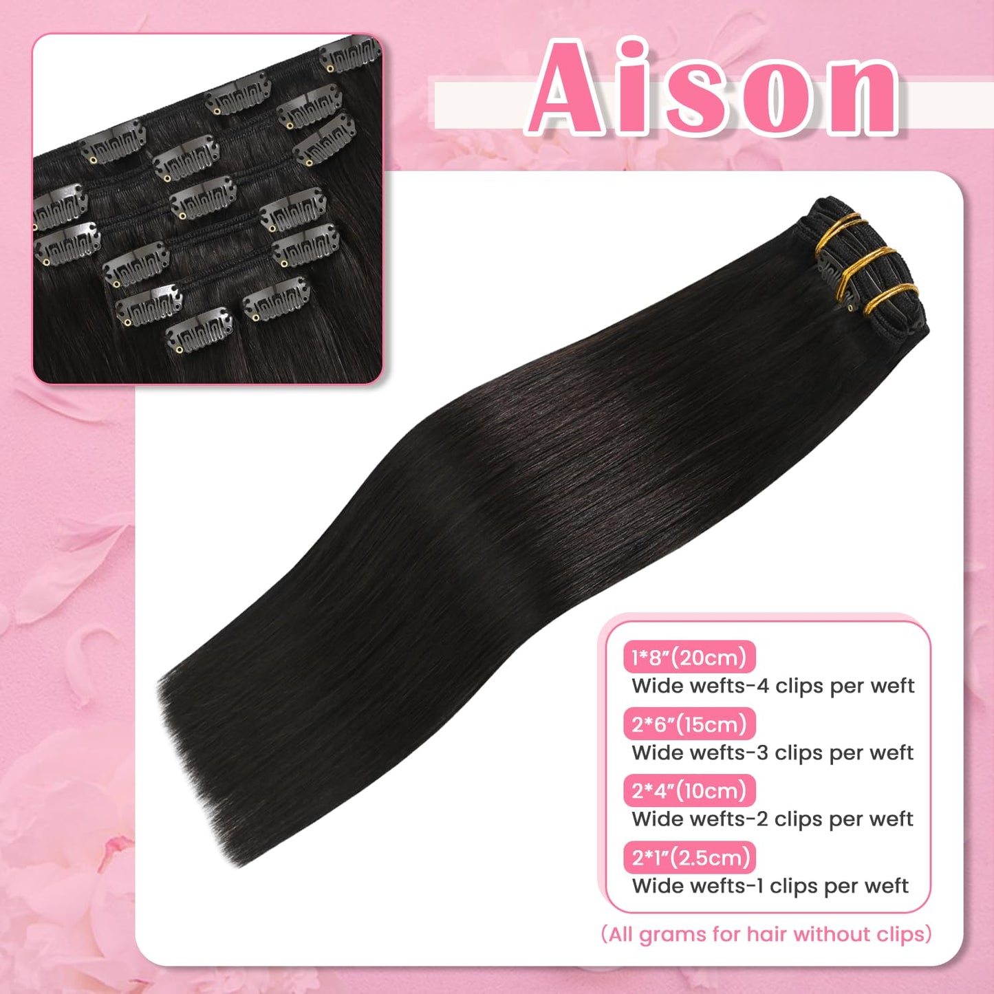 Real Human Hair Clip-In Extensions - Dark Brown 18 Inch, 75G, Seamless 7-Piece Set | Perfect for Women