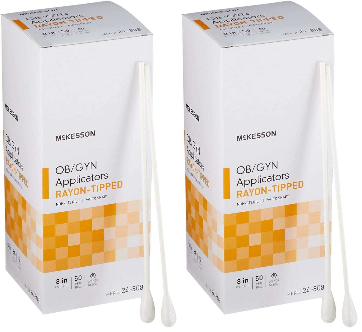 McKesson OB/GYN Applicators Rayon Tipped, Non-Sterile, 8 in, 50 Count, 2 Pack