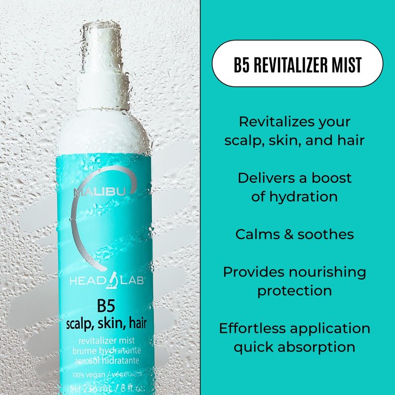 Malibu C Vitamin B5 Scalp, Skin and Hair Revitalizer Mist - Multi-Use Hydrating Mist Enriched with Allantoin to Help Soothe Skin, Restore Moisture and Improve Scalp Protection (8 oz)