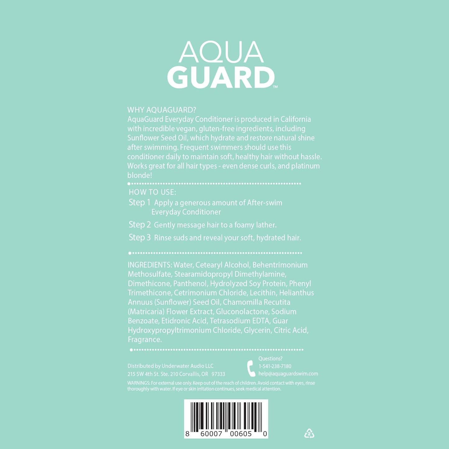 Aqua Guard Everyday Conditioner for Swimmers - Softens Hair & Removes Chlorine Damage | Vegan, 9.5 oz (2-Pack)
