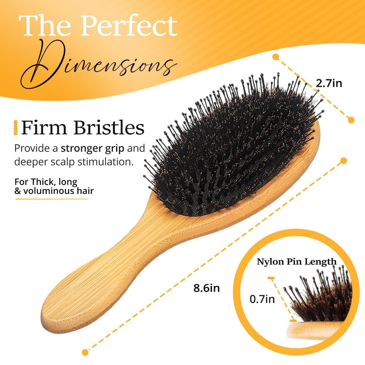Belula Boar Bristle Hair Brush - Detangling Brush for All Hair Types | Curly, Long & Men's Hair