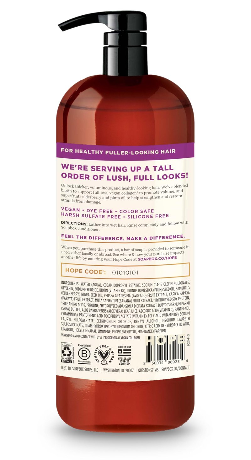 Soapbox Biotin & Super Fruit Shampoo & Conditioner Set, Leaves Hair Volumized & Strengthened - Clean Ingredients Free of Harsh Chemicals, Sulfates, Parabens & Silicones - 1 Liter Each
