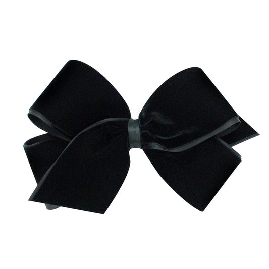 Wee Ones Girls' Classic Velvet Hair Bow on a WeeStay No-Slip Hair Clip, Satin Lining, For All Hair Types, Small King, Black