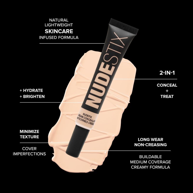 Nudestix NUDEFIX Cream Concealer – Hydrating, Buildable Liquid Concealer for Dark Circles, Redness & Blemishes | Skincare-Infused, Natural Finish | Clean, Vegan & Fragrance-Free, Shade: Nude 1
