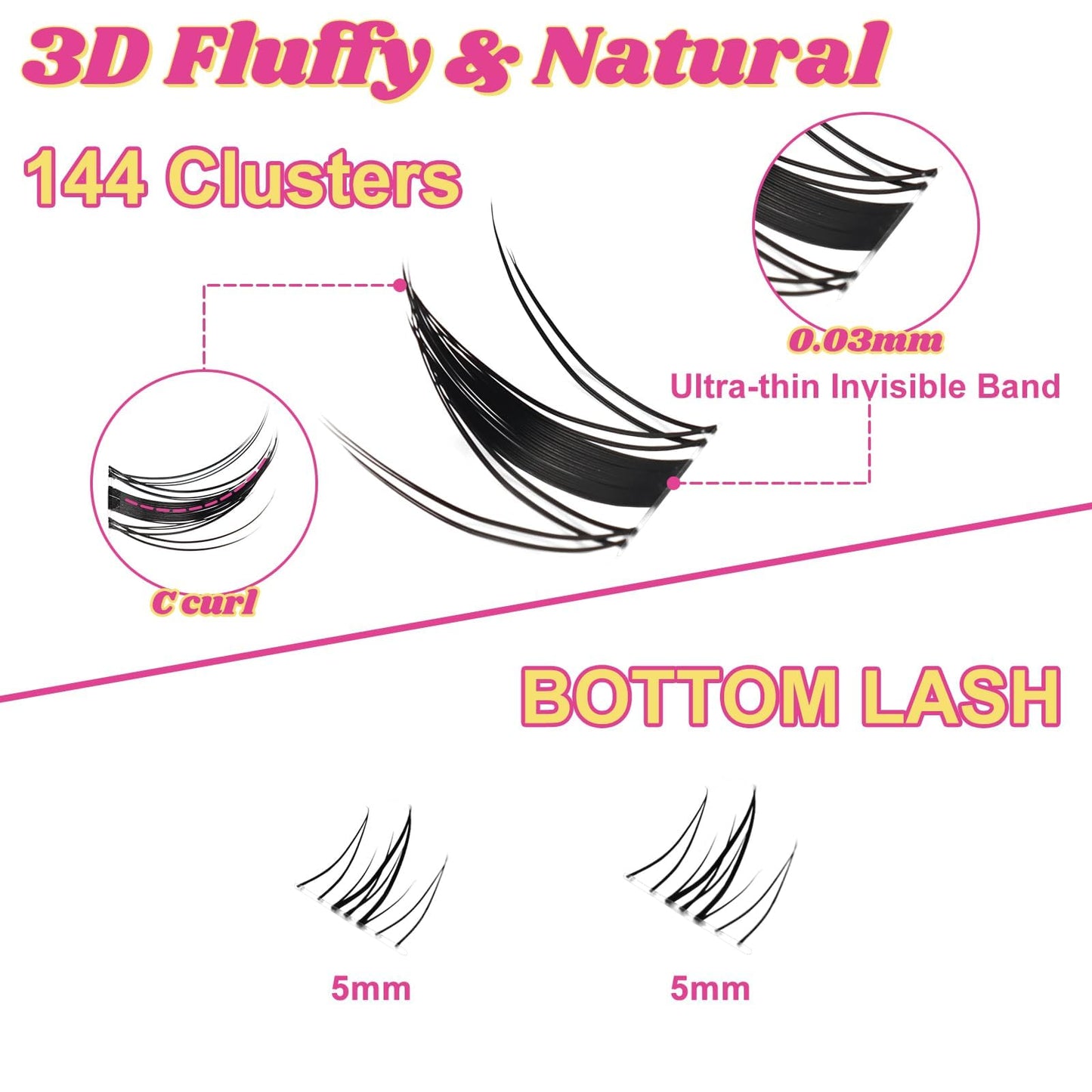Fowendia Lash Clusters Kit Wanna Be 8-18mm Fairy Manga Eyelash Clusters DIY Lash Extension Kit Waterproof Wispy Anime Lashes Clusters Invisible Band 0.3mm Individual Cluster Eyelash Extensions Kit