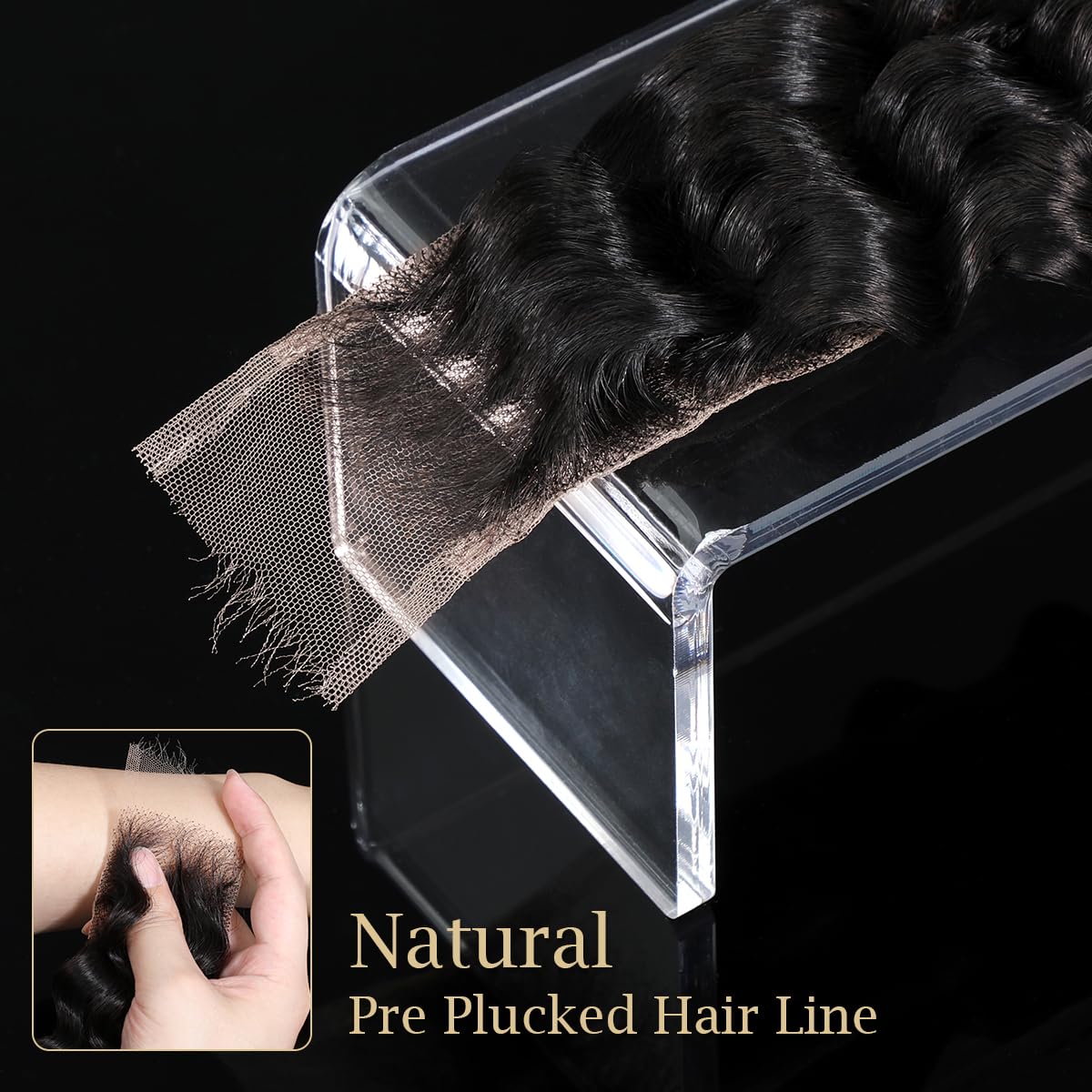 CindiRiver 2x6 HD Lace Closure Deep Wave 14 Inch Virgin Human Hair, Invisible Swiss Real HD Lace, Natural Hairline, Skinlike Lace Frontal Closure Only