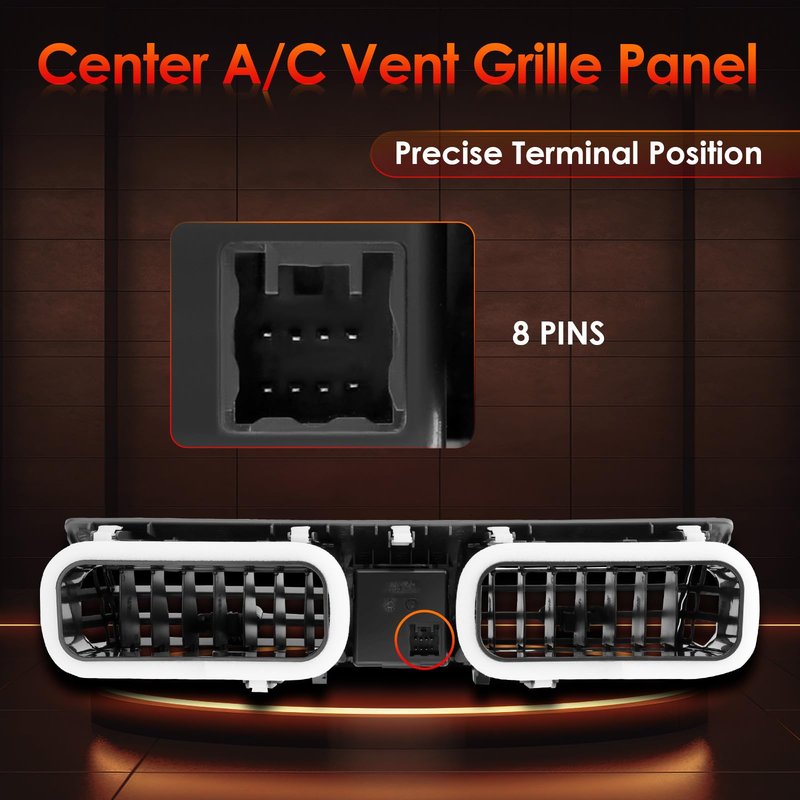 Center Dash A/C Air Vent, Compatible with 2007-2011 Toyota Camry, Console Outlet Insert Grille Panel Trim Cover with Emergency Switch Clock Button, Replaces# 55660-06100