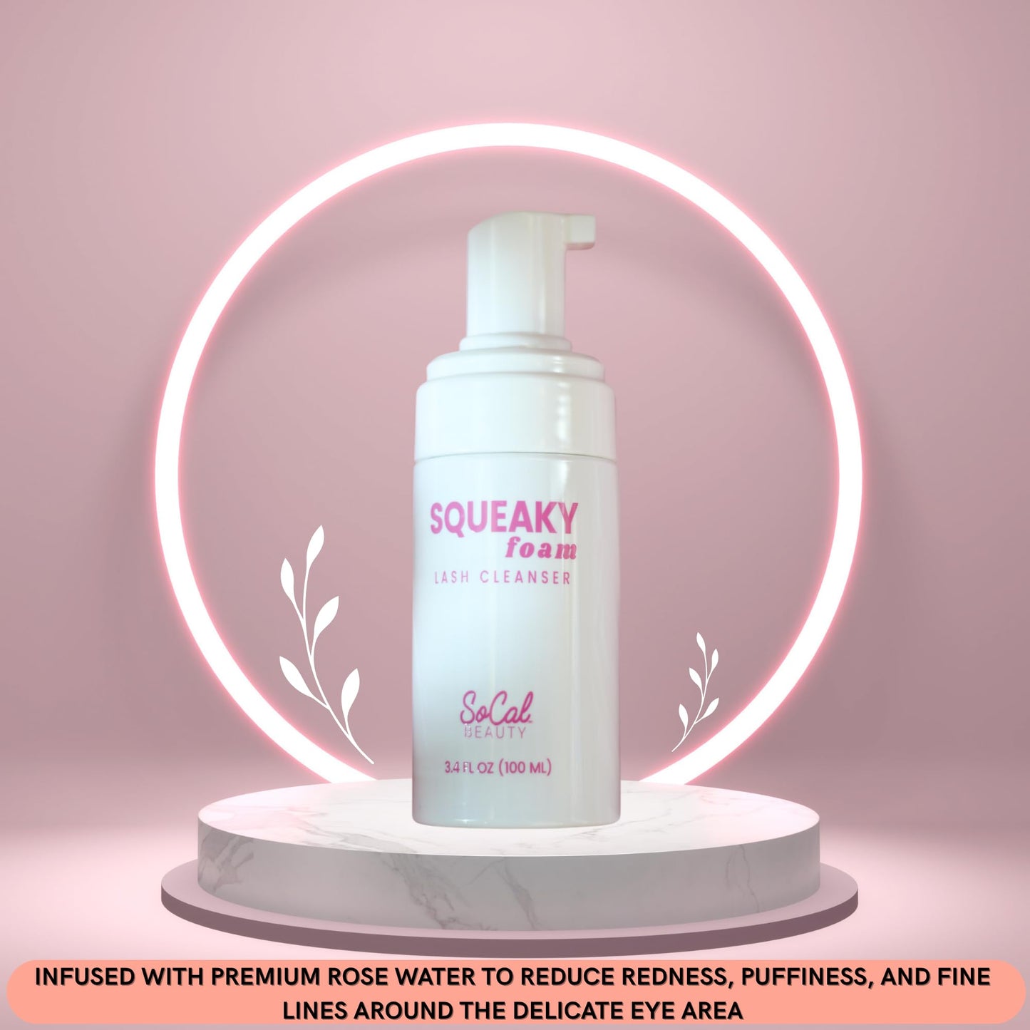 SoCal Beauty Squeaky Rose Water Lash Cleanser Luxury Foam Cleanser for Lash Extensions