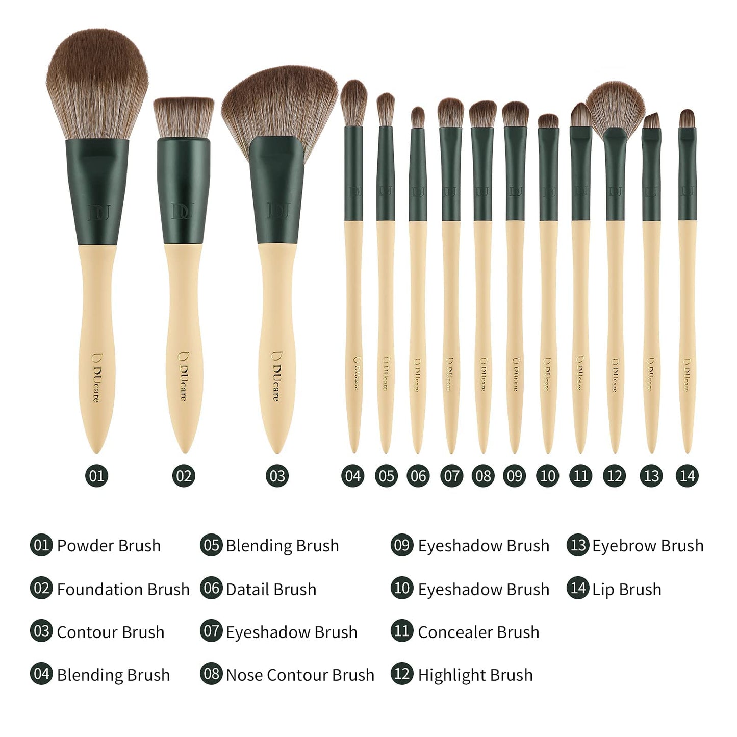 DUcare Makeup Brushes14Pcs+Makeup Brush Cleaner Set